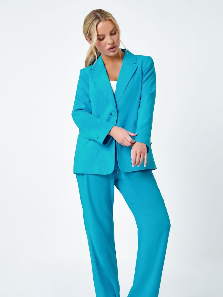 Roman Blue Linen Blend Blazer - Image 2 of 5