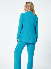 Roman Blue Linen Blend Blazer - Image 3 of 5