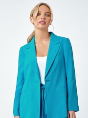 Roman Blue Linen Blend Blazer - Image 4 of 5