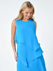 Roman Blue Chrome Petite Sparkle Detail Tiered Dress - Image 2 of 5