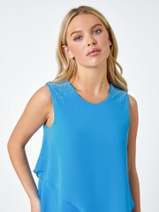 Roman Blue Chrome Petite Sparkle Detail Tiered Dress - Image 4 of 5
