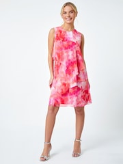Roman Pink Abstract Tiered Chiffon Dress - Image 2 of 5