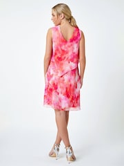 Roman Pink Abstract Tiered Chiffon Dress - Image 3 of 5