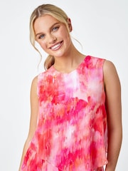 Roman Pink Abstract Tiered Chiffon Dress - Image 4 of 5
