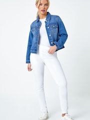 Roman Blue Chrome Petite Bleached Denim Jacket - Image 1 of 5