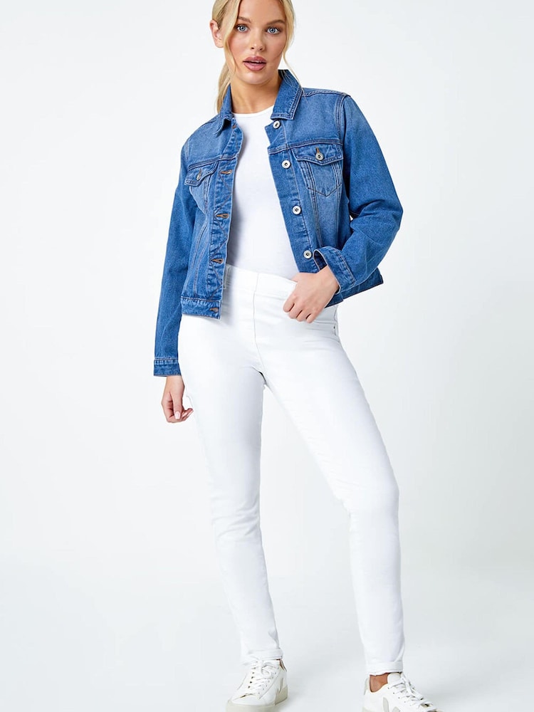 Roman Blue Chrome Petite Bleached Denim Jacket - Image 1 of 5