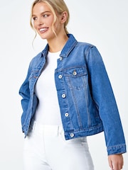 Roman Blue Chrome Petite Bleached Denim Jacket - Image 3 of 5