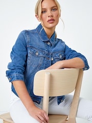 Roman Blue Chrome Petite Bleached Denim Jacket - Image 4 of 5
