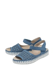 Lotus Blue Peep-Toe Flat Sandals - Image 2 of 4