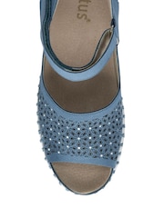 Lotus Blue Peep-Toe Flat Sandals - Image 4 of 4