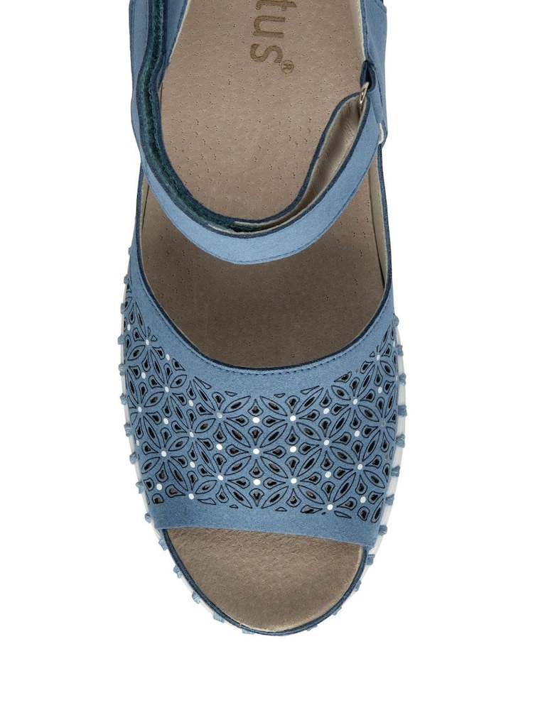 Lotus Blue Peep-Toe Flat Sandals - Image 4 of 4