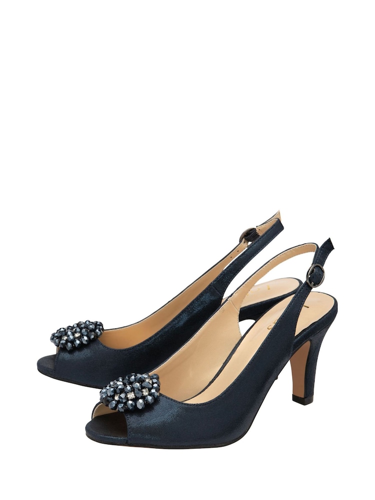 Lotus Blue Peep-Toe Slingback Shoes - Image 2 of 4