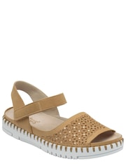 Lotus Natural Peep-Toe Flat Sandals - Image 1 of 4