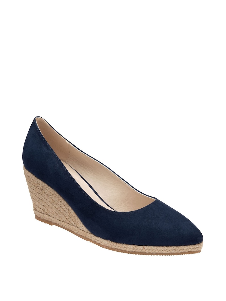 Lotus Blue Microfibre Wedge Shoes - Image 1 of 4
