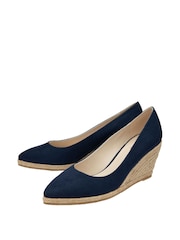 Lotus Blue Microfibre Wedge Shoes - Image 2 of 4