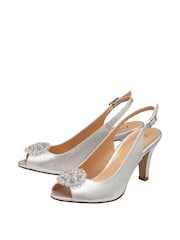 Lotus Silver Peep-Toe Slingback Shoes - Image 2 of 4