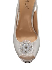 Lotus Silver Peep-Toe Slingback Shoes - Image 4 of 4