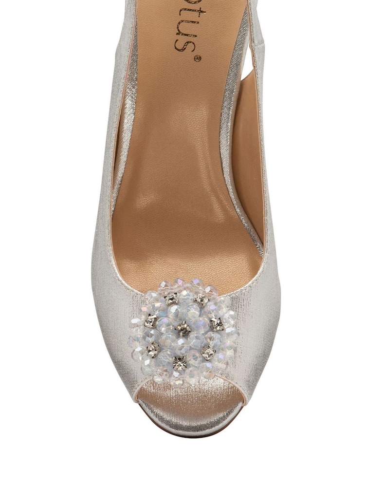 Lotus Silver Peep-Toe Slingback Shoes - Image 4 of 4