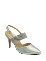 Lotus Silver Slingback Court Shoes - Image 1 of 4