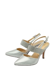 Lotus Silver Slingback Court Shoes - Image 2 of 4