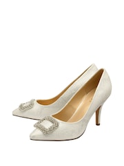 Lotus Silver Snake-Print Court Shoes - Image 2 of 4