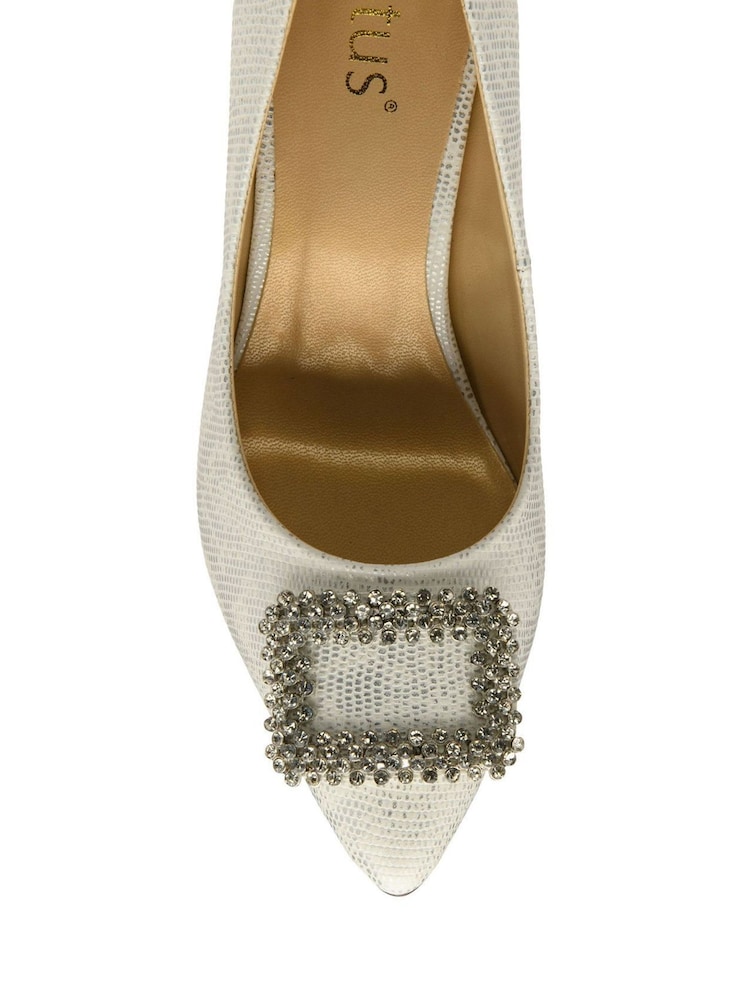 Lotus Silver Snake-Print Court Shoes - Image 4 of 4