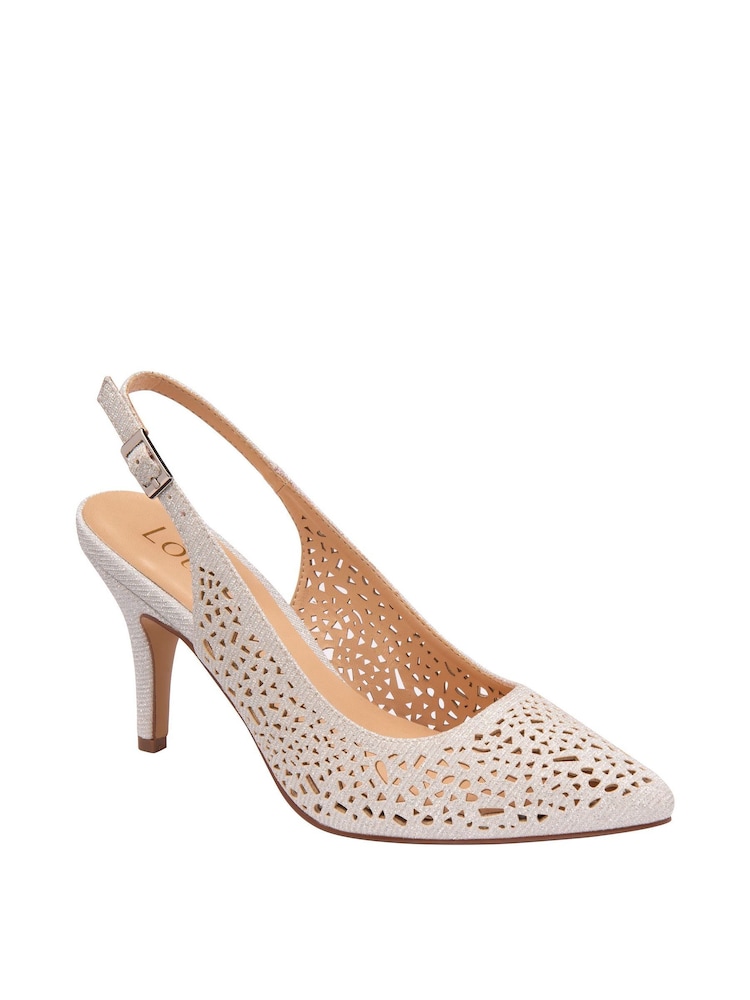 Lotus Silver Slingback Court Shoes - Image 1 of 4