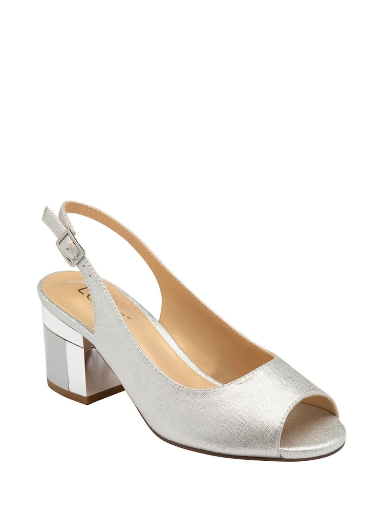 Lotus Silver Slingback Block-Heel Shoes - Image 1 of 4