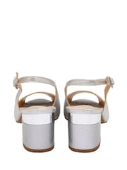 Lotus Silver Slingback Block-Heel Shoes - Image 3 of 4