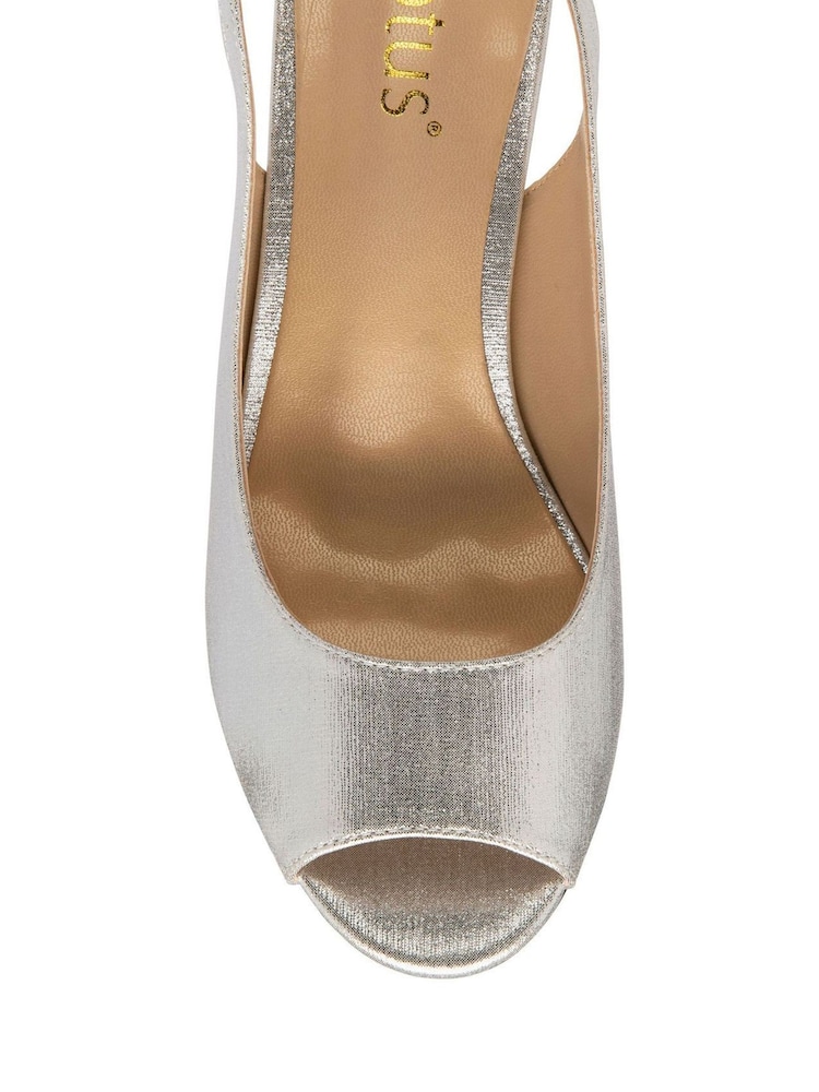 Lotus Silver Slingback Block-Heel Shoes - Image 4 of 4