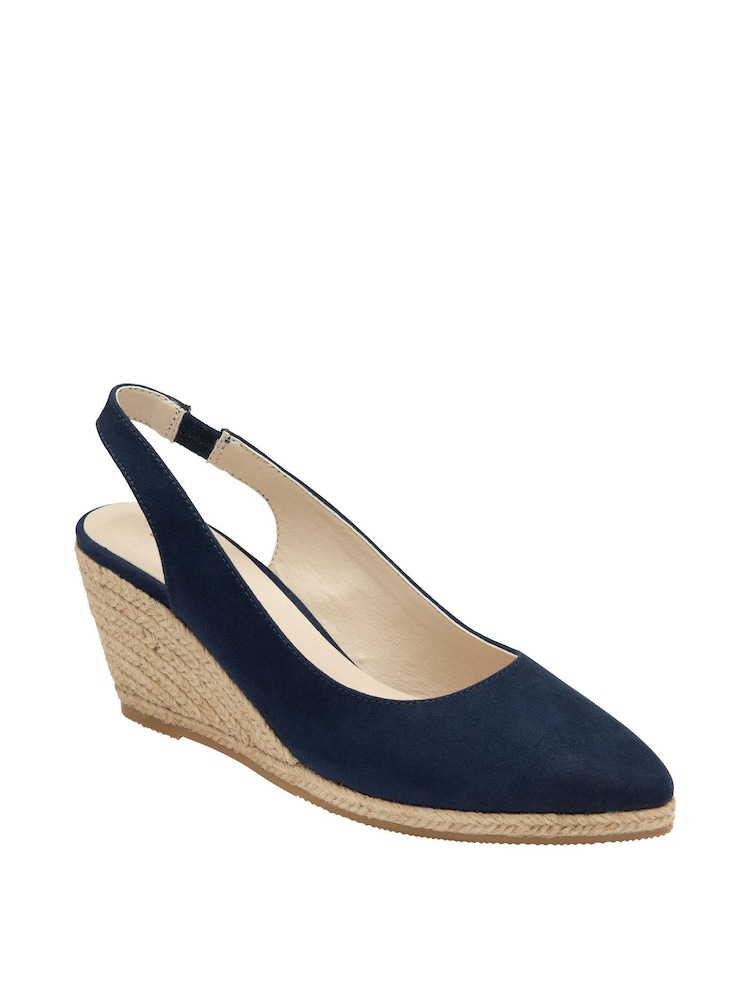 Lotus Blue Microfibre Wedge Espadrilles - Image 1 of 4