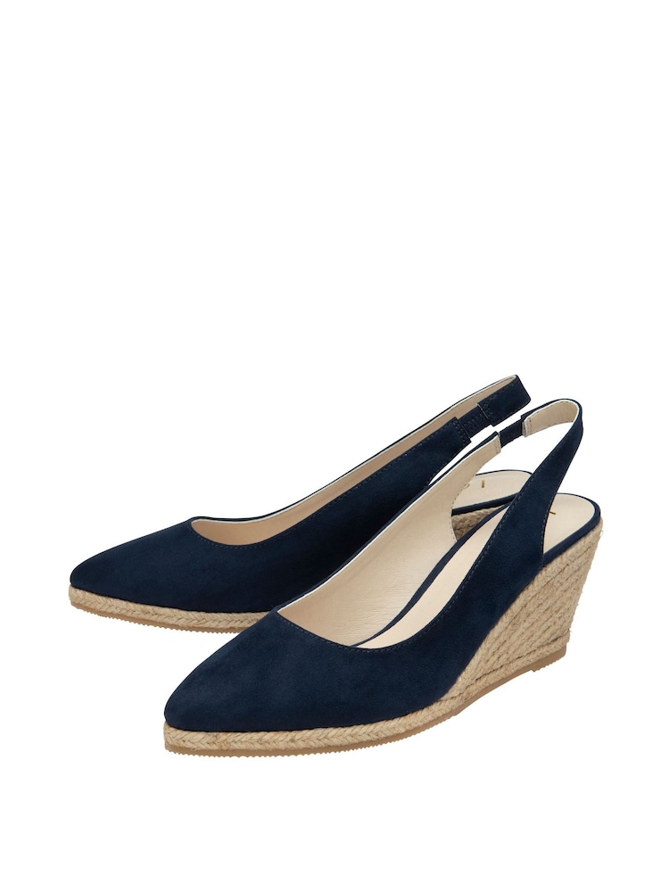 Lotus Blue Microfibre Wedge Espadrilles - Image 2 of 4