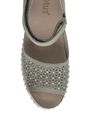 Lotus Grey Peep-Toe Flat Sandals - Image 4 of 4
