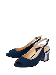 Lotus Blue Slingback Block-Heel Shoes - Image 2 of 4
