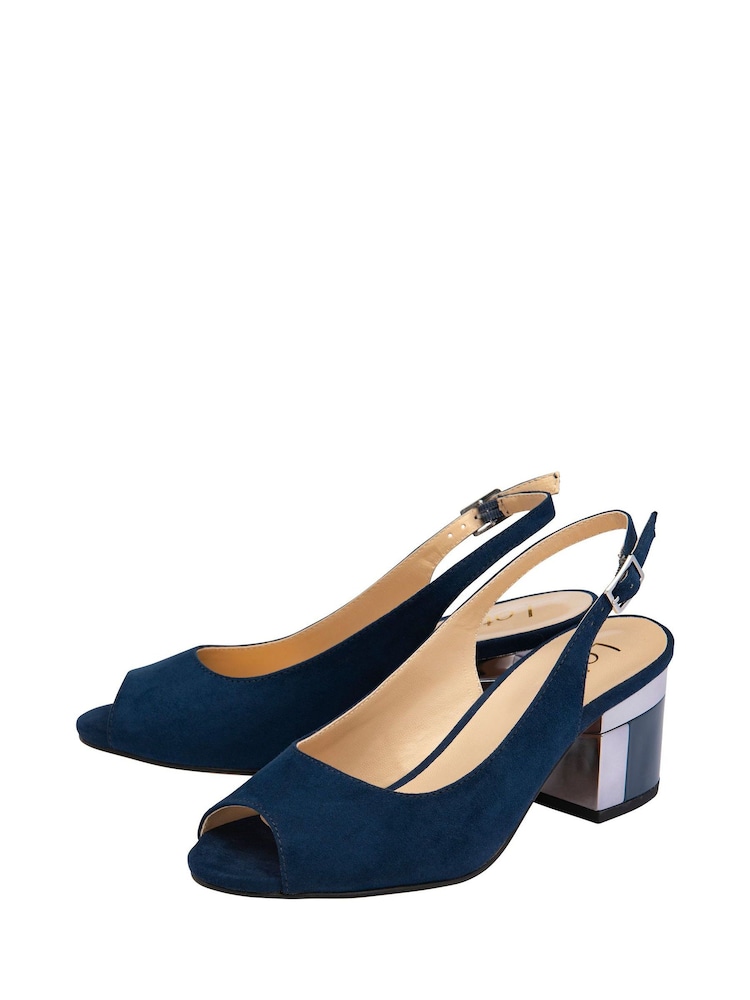 Lotus Blue Slingback Block-Heel Shoes - Image 2 of 4
