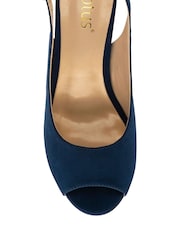 Lotus Blue Slingback Block-Heel Shoes - Image 4 of 4