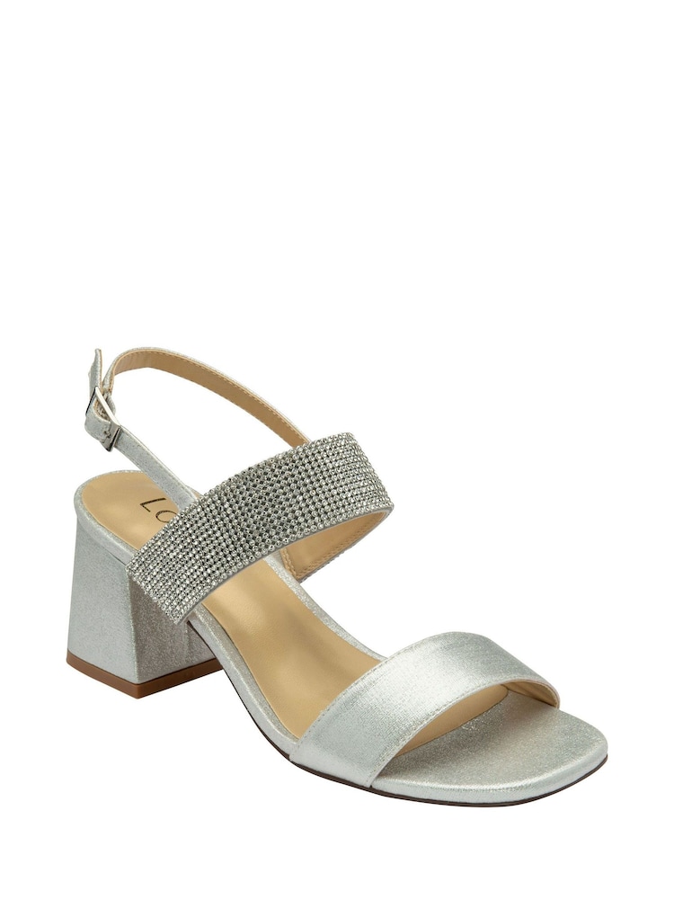 Silber - Lotus Peeptoe-Sandalen mit Blockabsatz - Bild 1 von 4 Silber - Lotus Peeptoe-Sandalen mit Blockabsatz - Bild 1 von 4