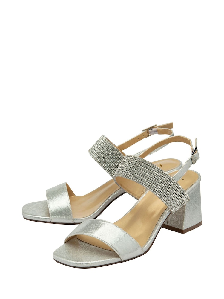 Silber - Lotus Peeptoe-Sandalen mit Blockabsatz - Bild 2 von 4 Silber - Lotus Peeptoe-Sandalen mit Blockabsatz - Bild 2 von 4