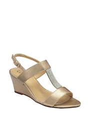 Lotus Gold Slingback Wedge Sandals - Image 1 of 4