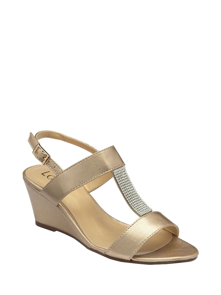 Lotus Gold Slingback Wedge Sandals - Image 1 of 4 Lotus Gold Slingback Wedge Sandals - Image 1 of 4