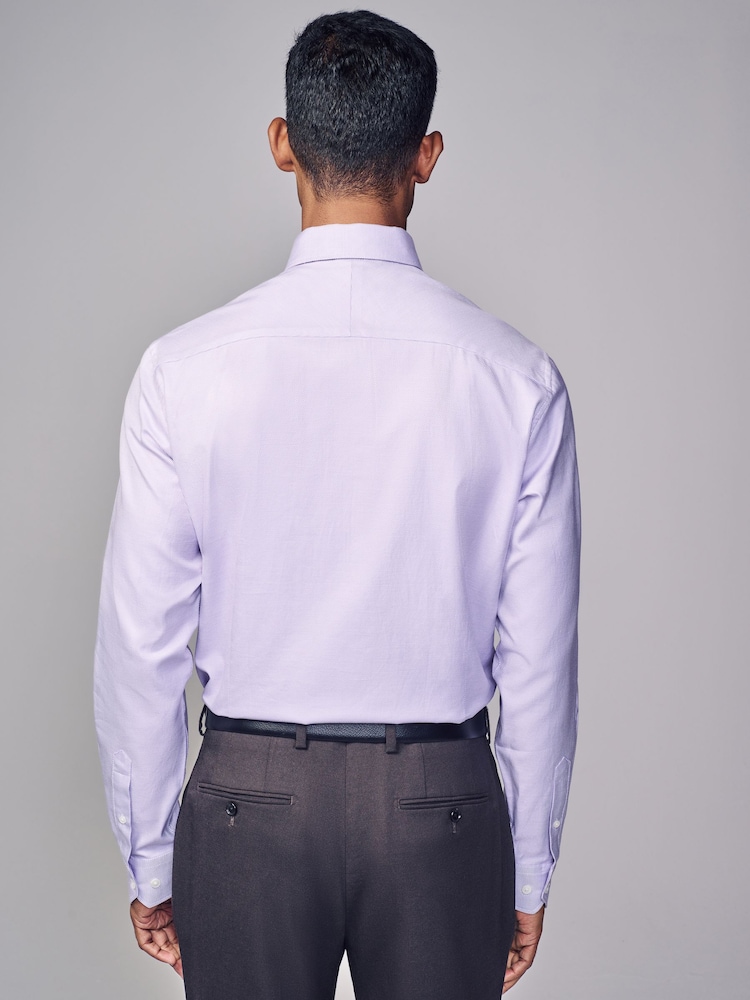 Lilac Purple Slim Fit Signature Single Cuff Texture Pima Cotton Shirt With Cutaway Collar - Image 1 of 3