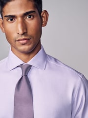 Lilac Purple Slim Fit Signature Single Cuff Texture Pima Cotton Shirt With Cutaway Collar - Image 2 of 3