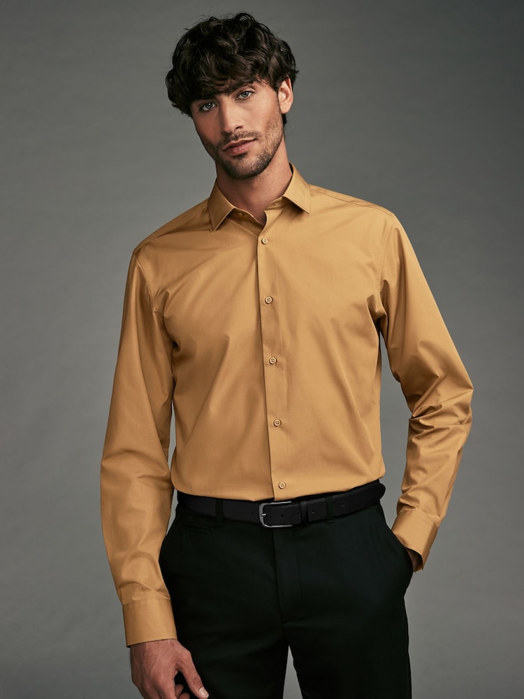 Yellow Gold Slim Fit Easy Care Single Cuff Shirt - Image 1 of 8