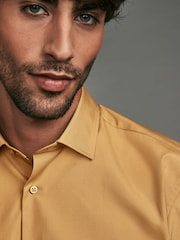 Yellow Gold Slim Fit Easy Care Single Cuff Shirt - Image 5 of 8