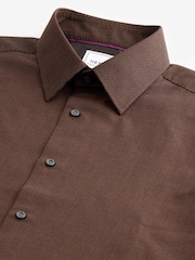 Chocolate Brown Slim Fit Trimmed Easy Care Single Cuff Oxford Shirt - Image 8 of 9