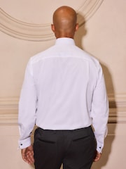 White Narrow Pleated Double Cuff 100% Cotton Dress Shirt With Cutaway Collar - Image 3 of 7