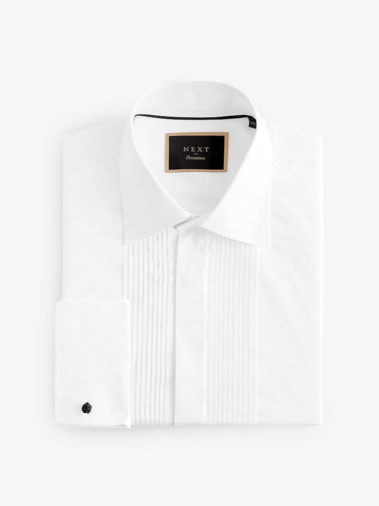 Біла вузька складка - Double Cuff 100% Cotton сукня сорочки With Cutaway комір - Image 5 of 7