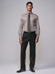 Neutral Brown Slim Fit Signature Single Cuff Texture Pima Cotton Shirt With Cutaway Collar - Image 2 of 8