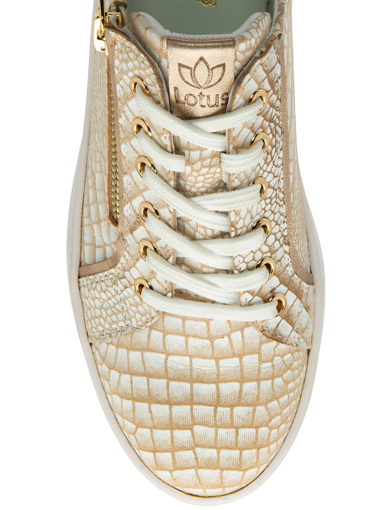 Lotus Gold Leather Zip-Up Trainers - Image 4 of 4