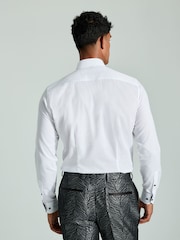 White/Black And Silver Textured Tie Slim Fit 100% Cotton Single Cuff Shirt And Tie Pack - Image 5 of 6